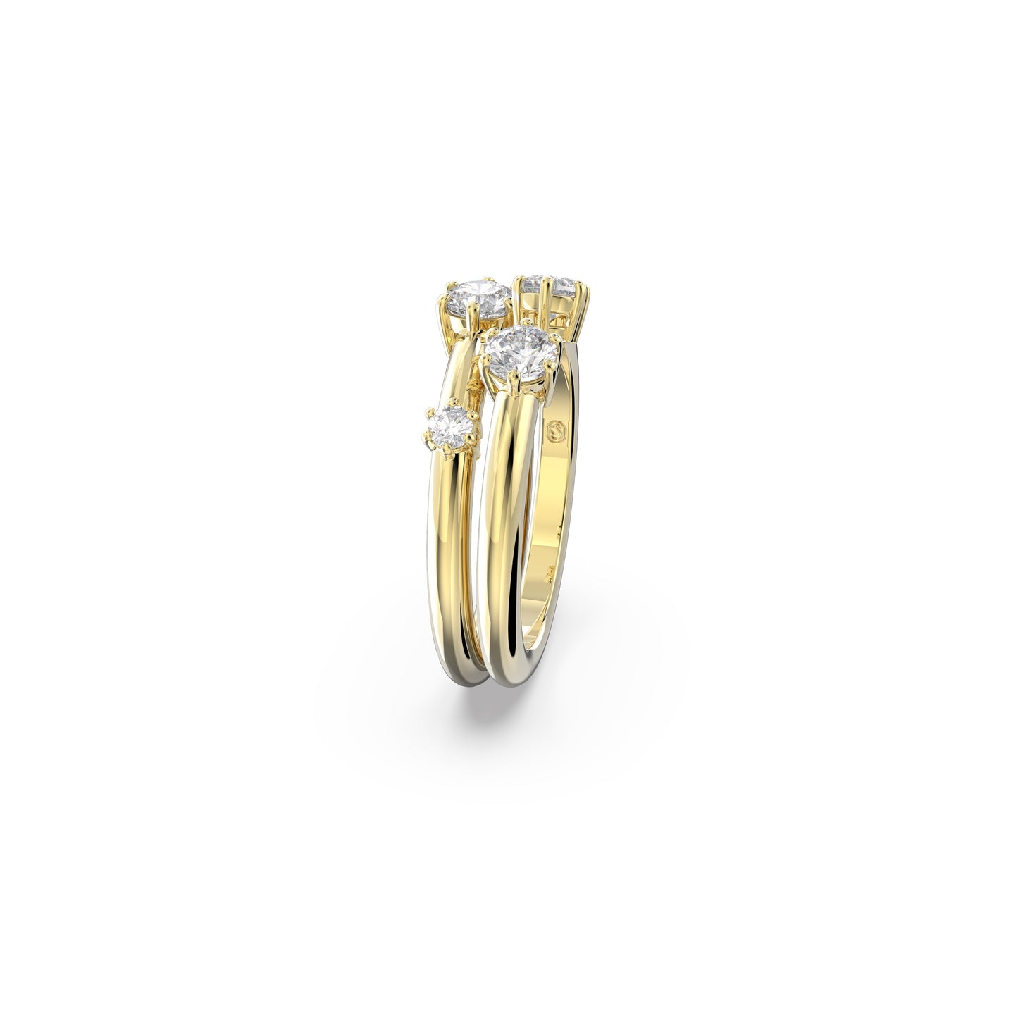 Anillo Constella, Conjunto (2), Talla redonda, Blanco, Baño tono oro