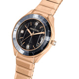 Reloj Dextera 37mm  Brazalete de metal, Negro, Acabado tono oro rosa