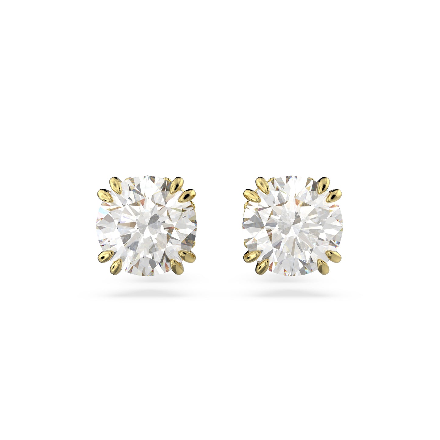 Pendientes de botón Stilla, Talla redonda, Blancos, Baño tono oro