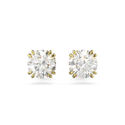 Pendientes de botón Stilla, Talla redonda, Blancos, Baño tono oro