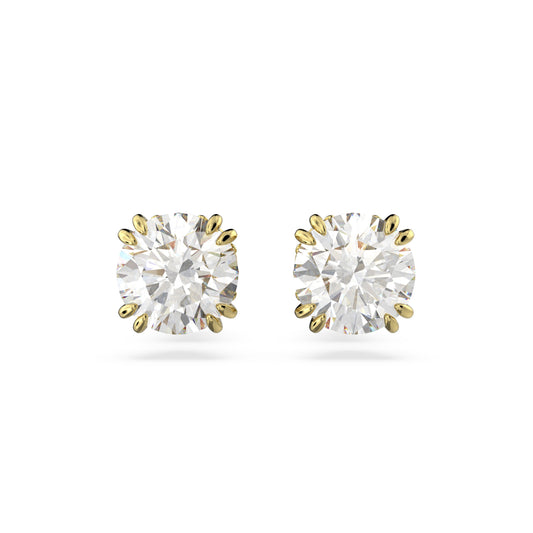 Pendientes de botón Stilla, Talla redonda, Blancos, Baño tono oro