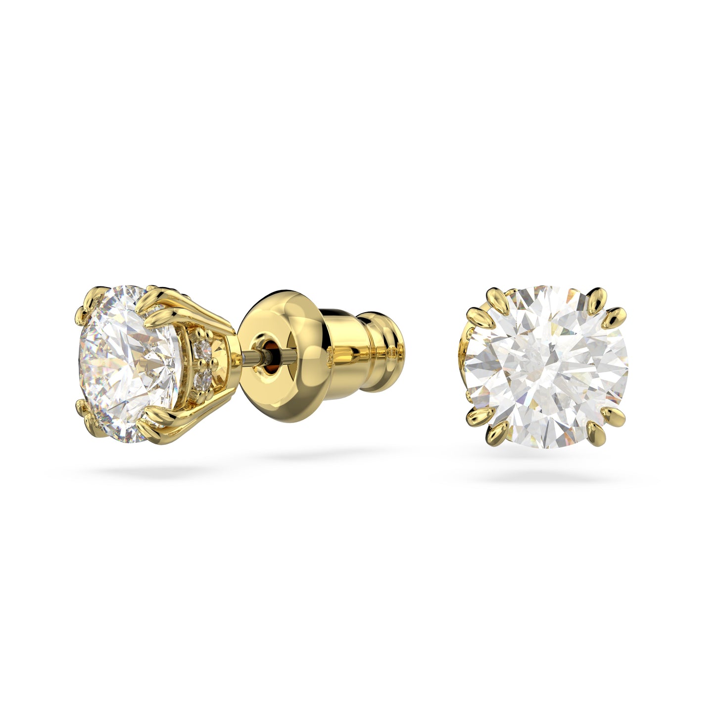 Pendientes de botón Stilla, Talla redonda, Blancos, Baño tono oro
