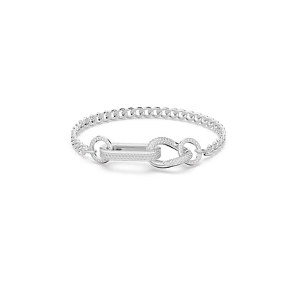 Pulsera Dextera, Pavé, Mezcla de eslabones, Blanca, Baño de rodio