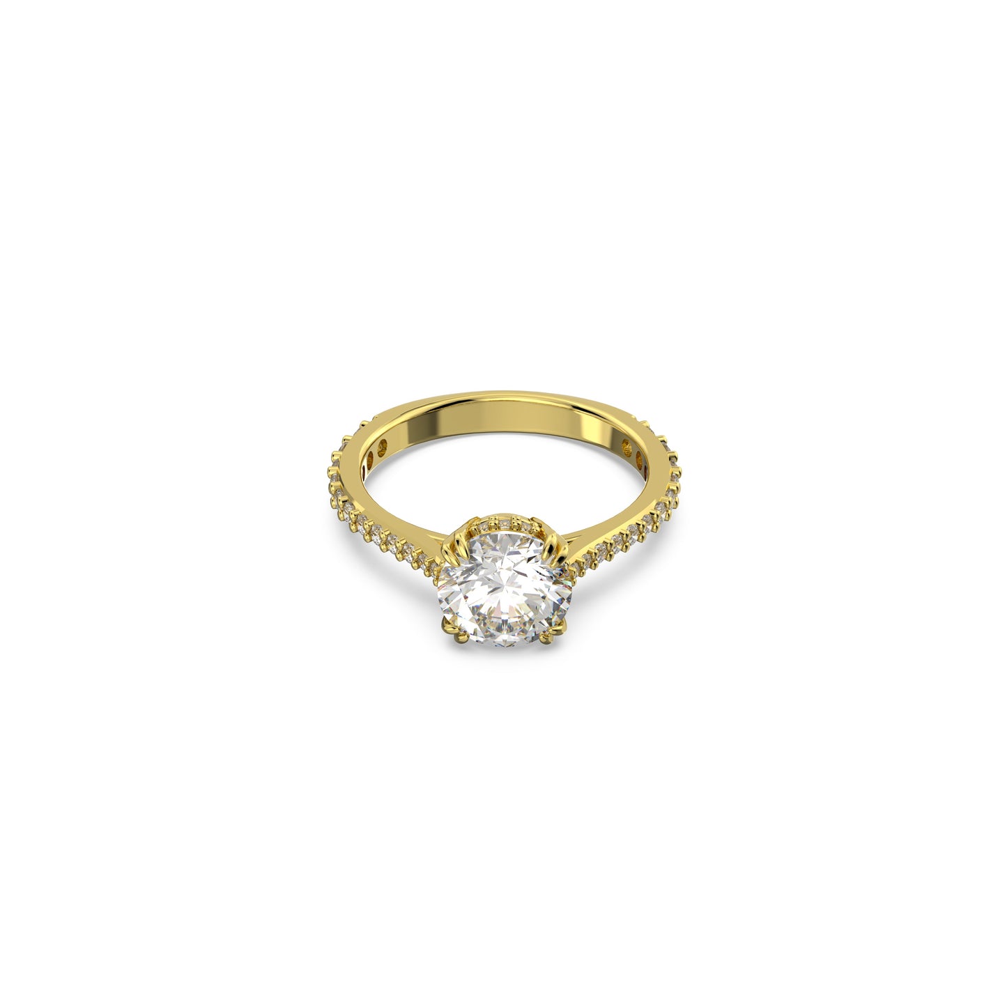 Anillo de cóctel Stilla, Talla princesa, Pavé, Blanco, Baño tono oro