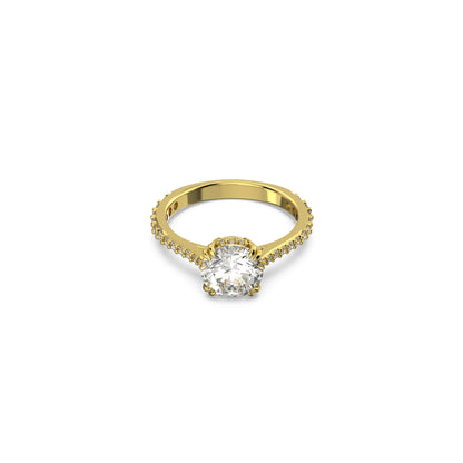 Anillo de cóctel Stilla, Talla princesa, Pavé, Blanco, Baño tono oro