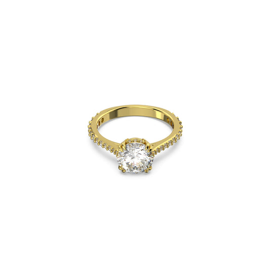 Anillo de cóctel Stilla, Talla princesa, Pavé, Blanco, Baño tono oro