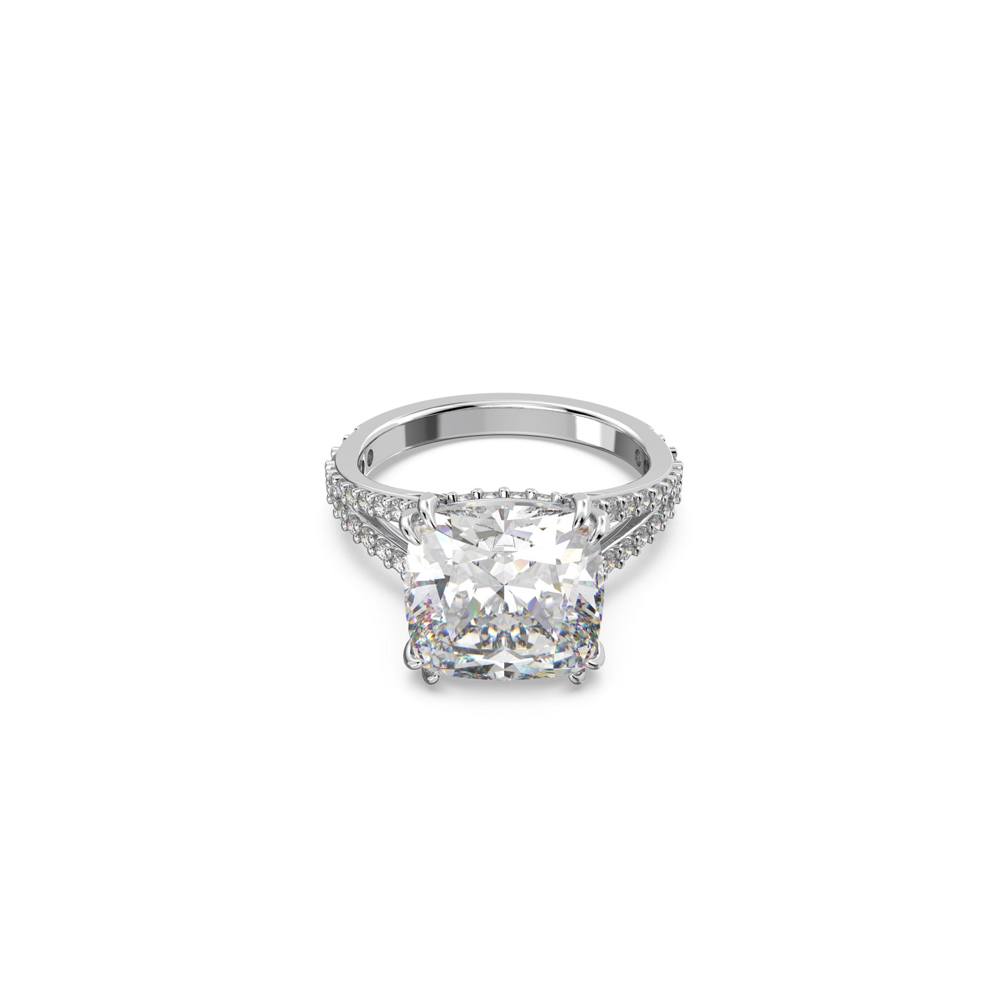 Anillo de cóctel Stilla, Talla cuadrada, Pavé, Blanco, Baño de rodio