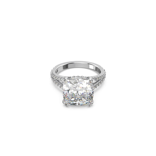 Anillo de cóctel Stilla, Talla cuadrada, Pavé, Blanco, Baño de rodio