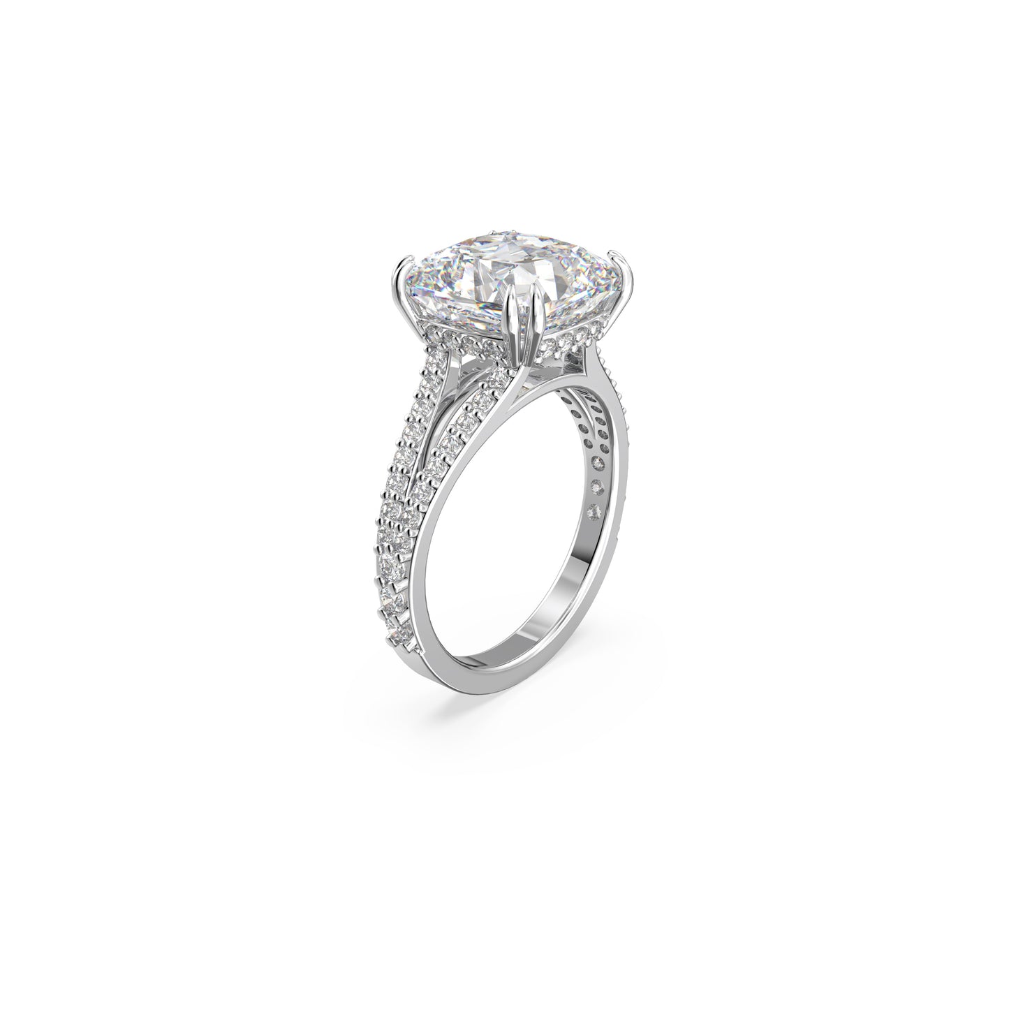 Anillo de cóctel Stilla, Talla cuadrada, Pavé, Blanco, Baño de rodio