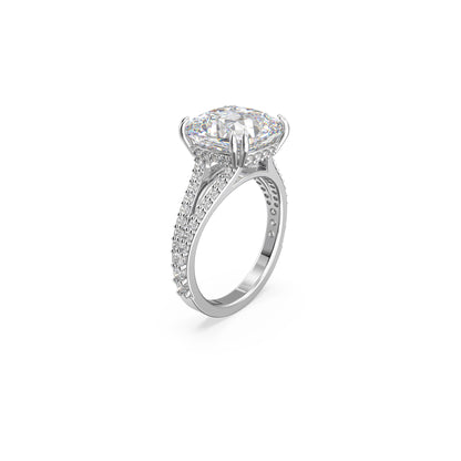 Anillo de cóctel Stilla, Talla cuadrada, Pavé, Blanco, Baño de rodio