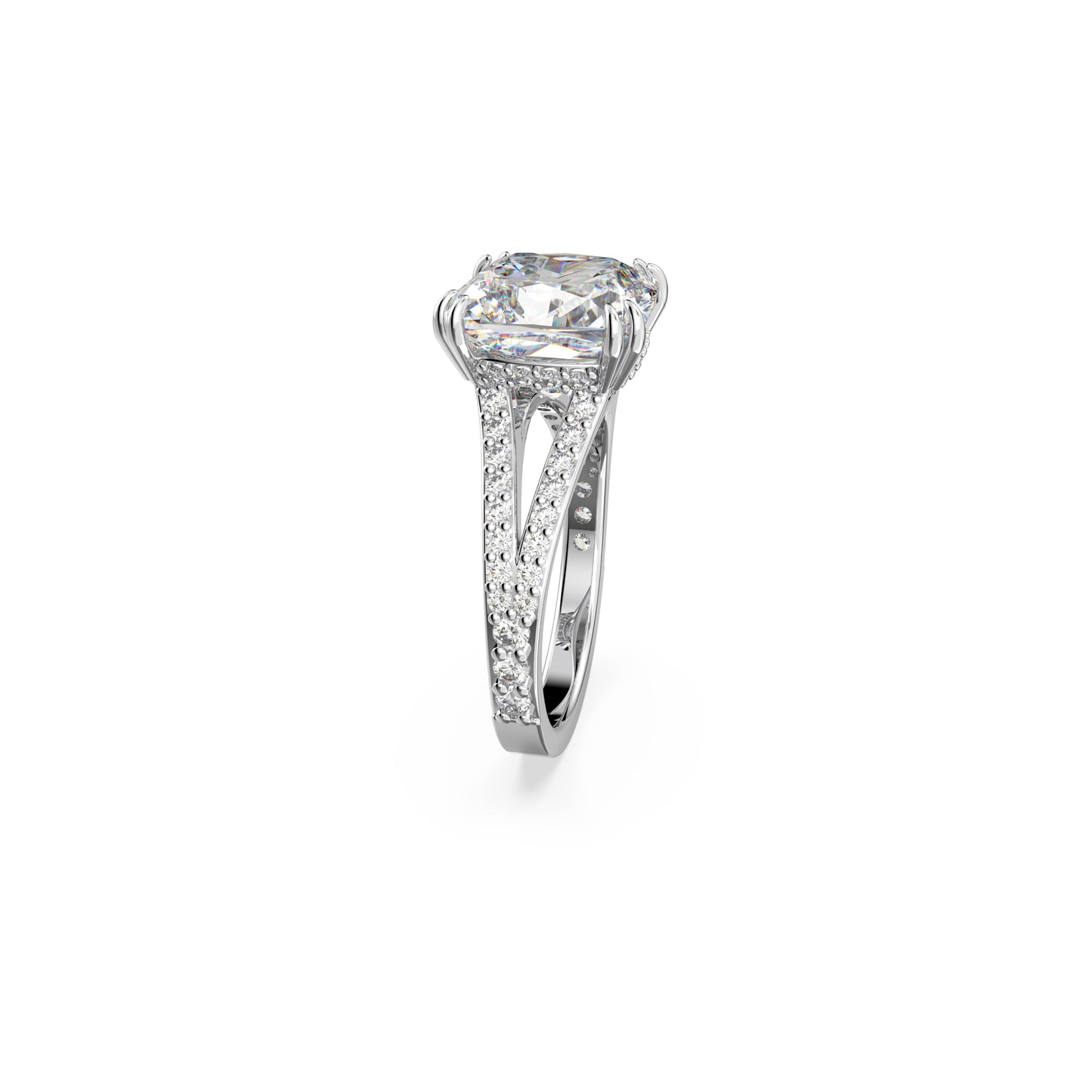 Anillo de cóctel Stilla, Talla cuadrada, Pavé, Blanco, Baño de rodio