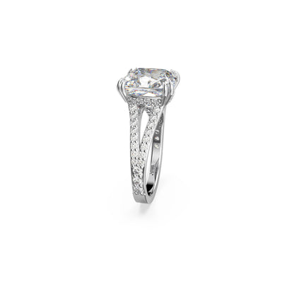 Anillo de cóctel Stilla, Talla cuadrada, Pavé, Blanco, Baño de rodio