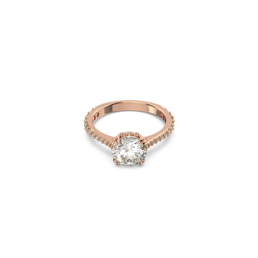 Anillo de cóctel Stilla, Talla princesa, Pavé, Blanco, Baño tono oro rosa
