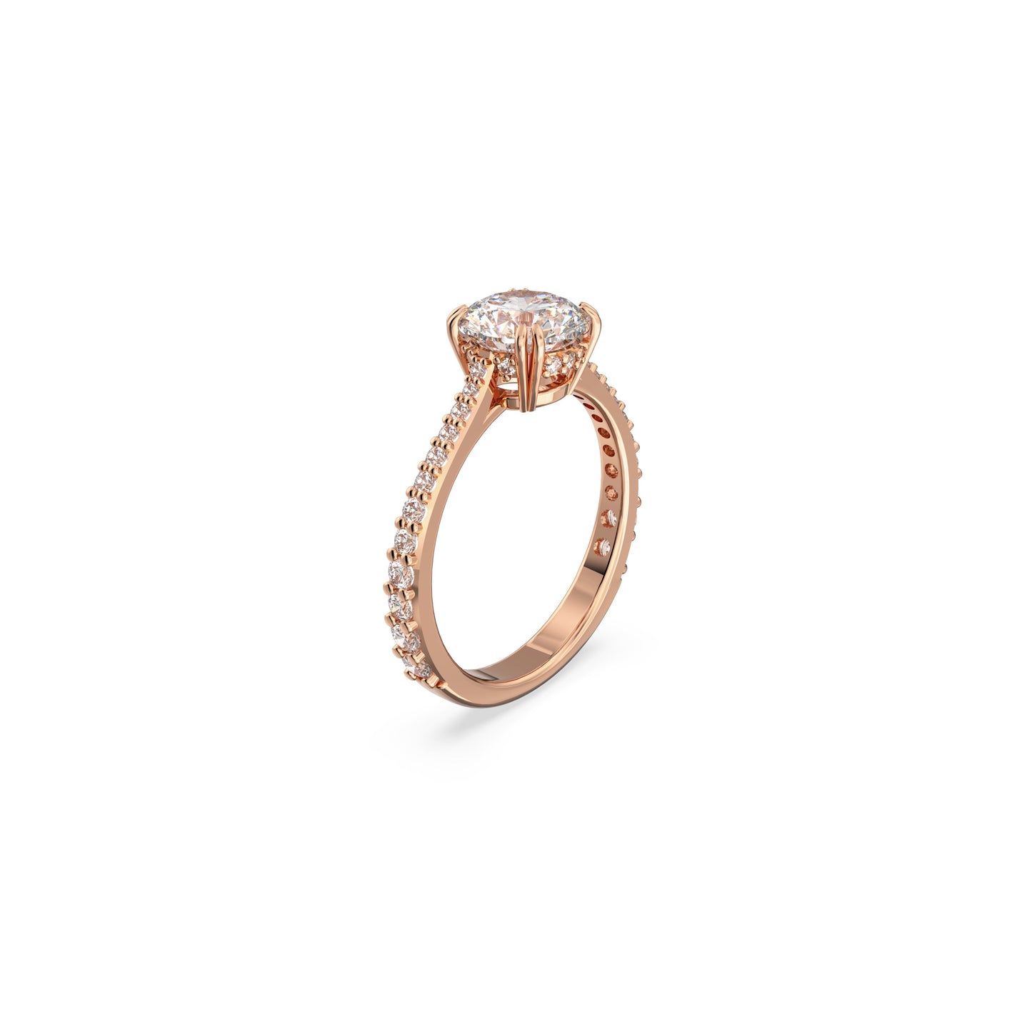 Anillo de cóctel Stilla, Talla princesa, Pavé, Blanco, Baño tono oro rosa