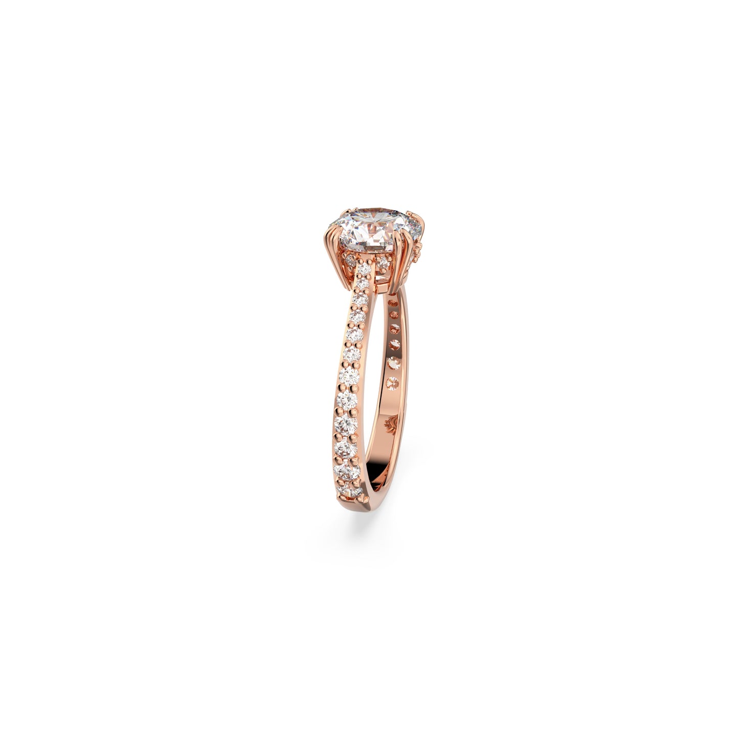 Anillo de cóctel Stilla, Talla princesa, Pavé, Blanco, Baño tono oro rosa