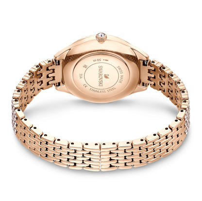 Reloj Attract  Recubierto en pavé, Brazalete de metal, Tono oro rosa, Acabado tono oro rosa