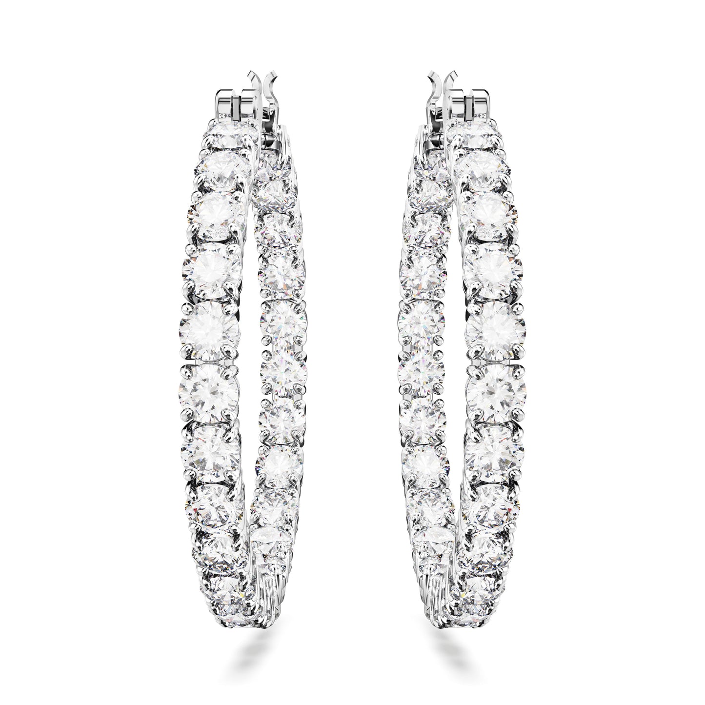 Pendientes de aro Matrix Talla redonda, Blancos, Baño de rodio