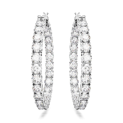 Pendientes de aro Matrix Talla redonda, Blancos, Baño de rodio