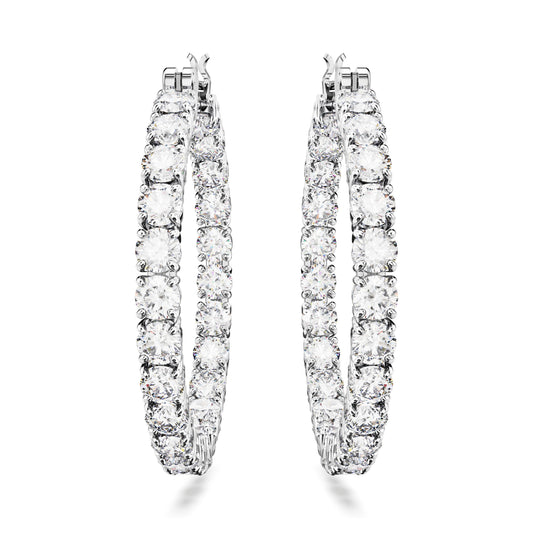 Pendientes de aro Matrix Talla redonda, Blancos, Baño de rodio