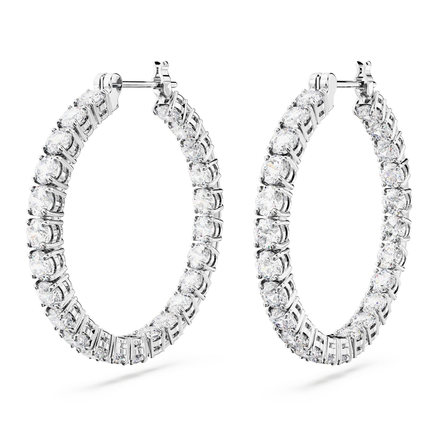 Pendientes de aro Matrix Talla redonda, Blancos, Baño de rodio
