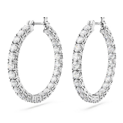 Pendientes de aro Matrix Talla redonda, Blancos, Baño de rodio