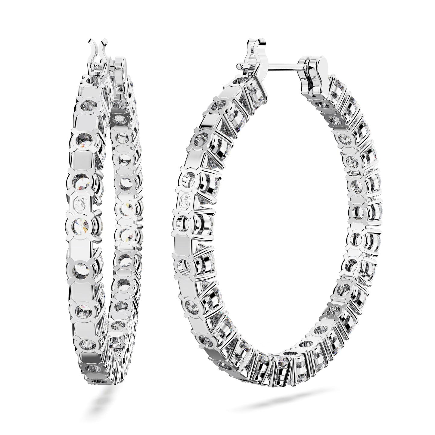 Pendientes de aro Matrix Talla redonda, Blancos, Baño de rodio