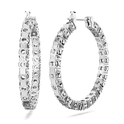 Pendientes de aro Matrix Talla redonda, Blancos, Baño de rodio