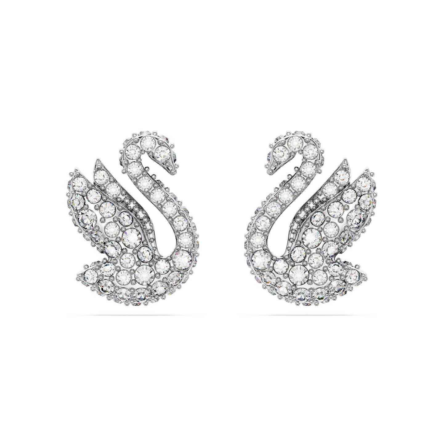 Pendientes de botón Swarovski Iconic SwanCisne, Blancos, Baño de rodio