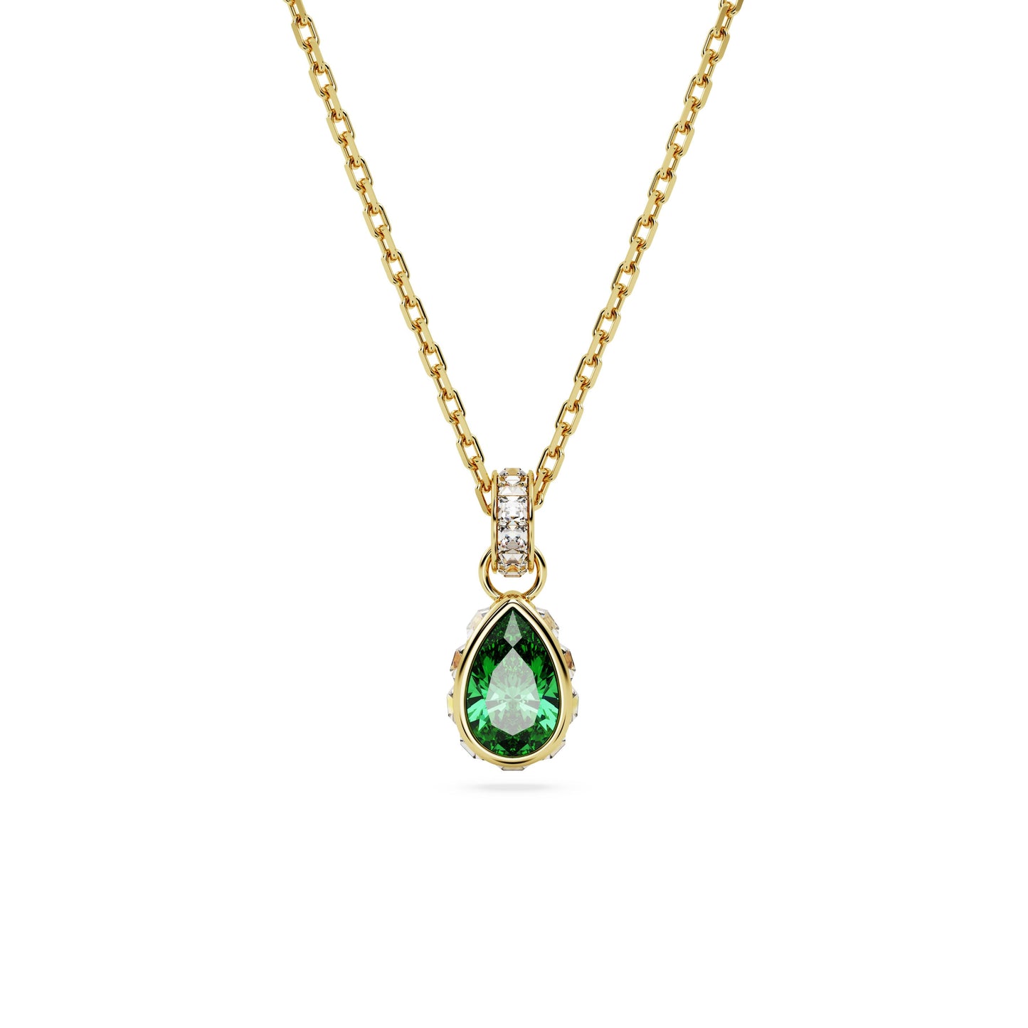 Colgante Chroma Talla pera, Verde, Baño tono oro