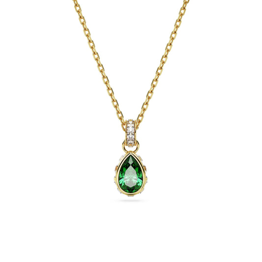 Colgante Chroma Talla pera, Verde, Baño tono oro
