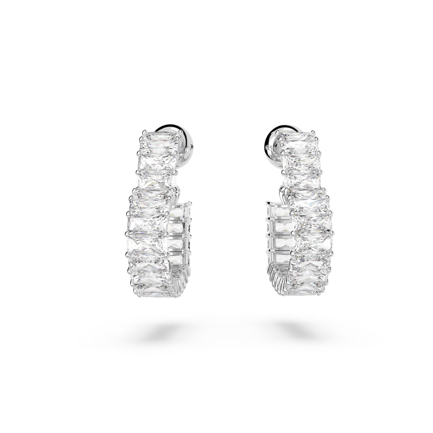 Pendientes de aro Matrix Corazón, Pequeños, Blancos, Baño de rodio