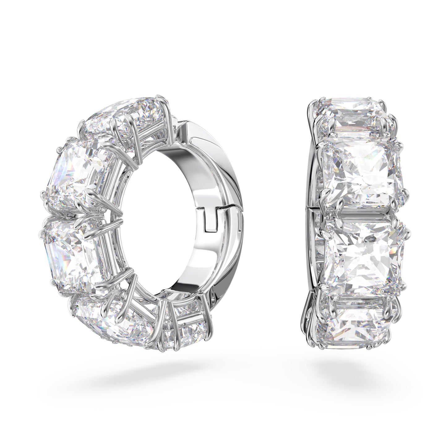 Pendientes de clip, Matrix, Ear Cuff, Talla cuadrada, Blancos, Baño de rodio