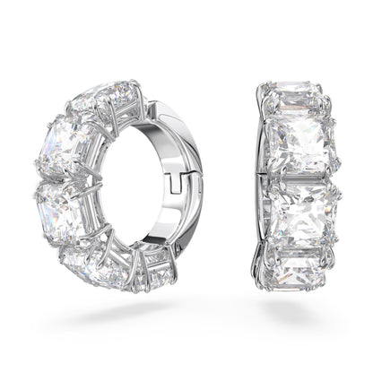 Pendientes de clip, Matrix, Ear Cuff, Talla cuadrada, Blancos, Baño de rodio
