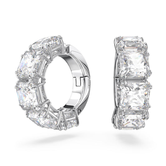 Pendientes de clip, Matrix, Ear Cuff, Talla cuadrada, Blancos, Baño de rodio