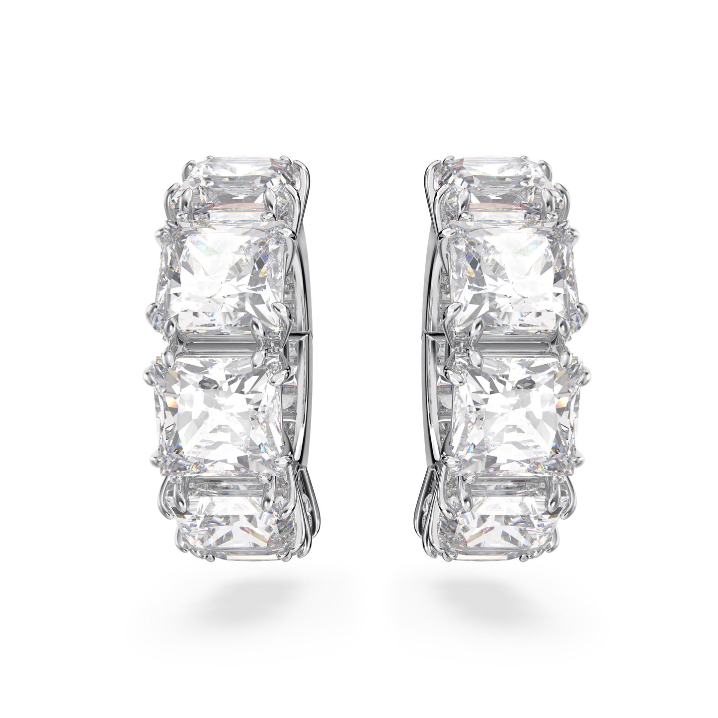 Pendientes de clip, Matrix, Ear Cuff, Talla cuadrada, Blancos, Baño de rodio