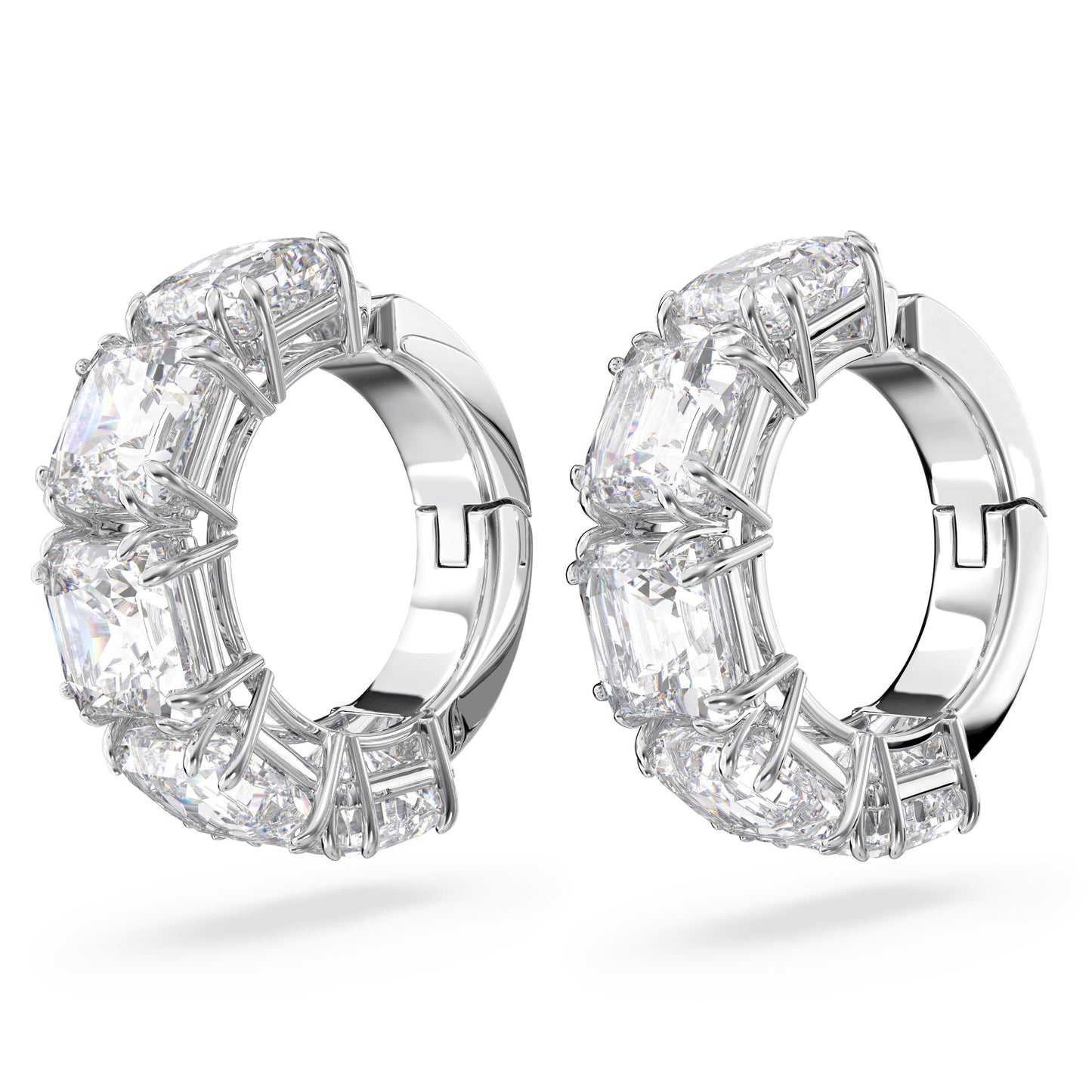 Pendientes de clip, Matrix, Ear Cuff, Talla cuadrada, Blancos, Baño de rodio