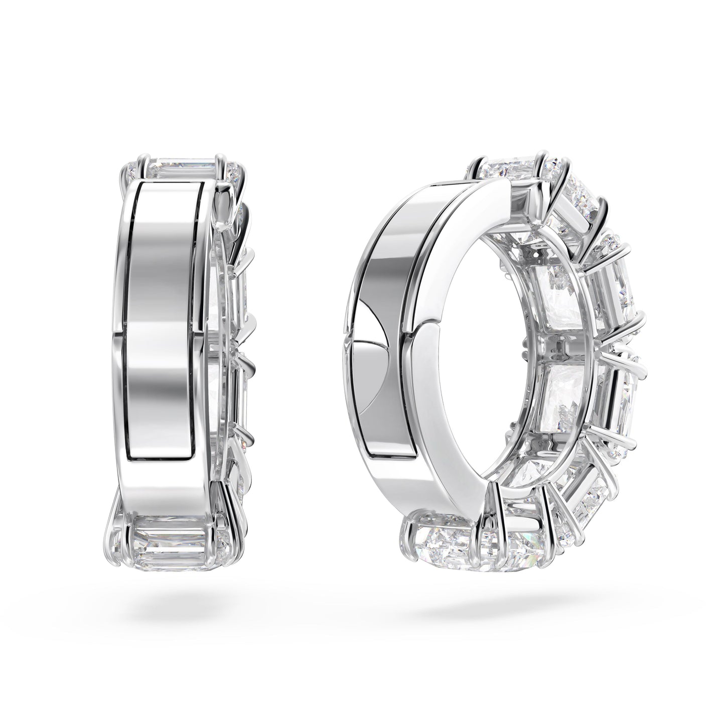 Pendientes de clip, Matrix, Ear Cuff, Talla cuadrada, Blancos, Baño de rodio