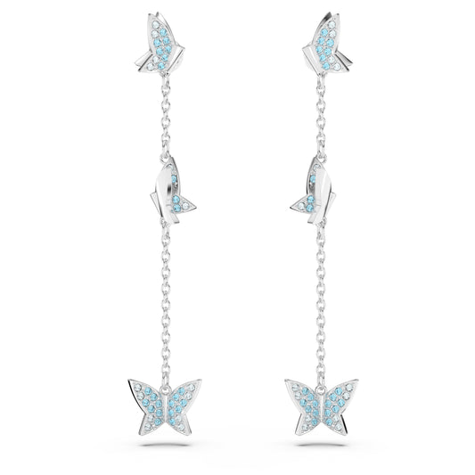 Pendientes Lilia Mariposa, Azules, Baño de rodio