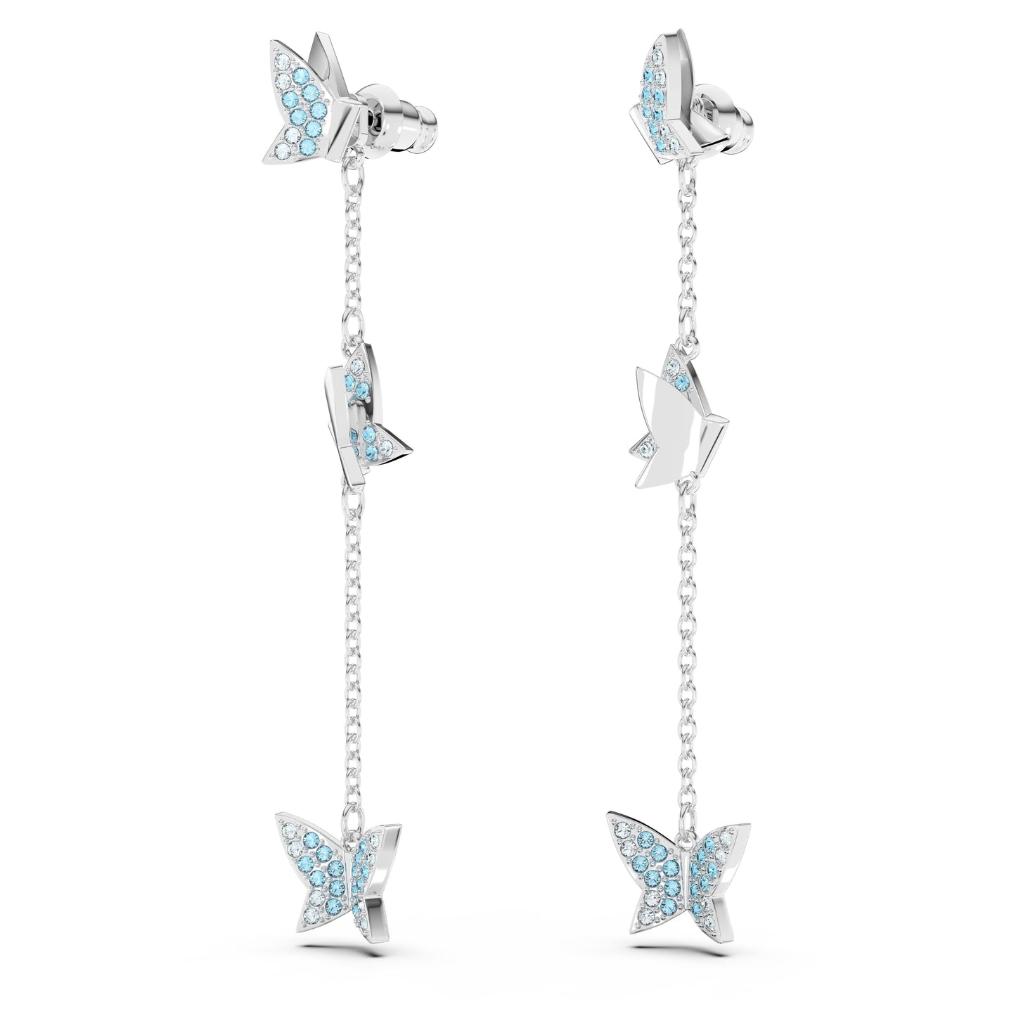Pendientes Lilia Mariposa, Azules, Baño de rodio