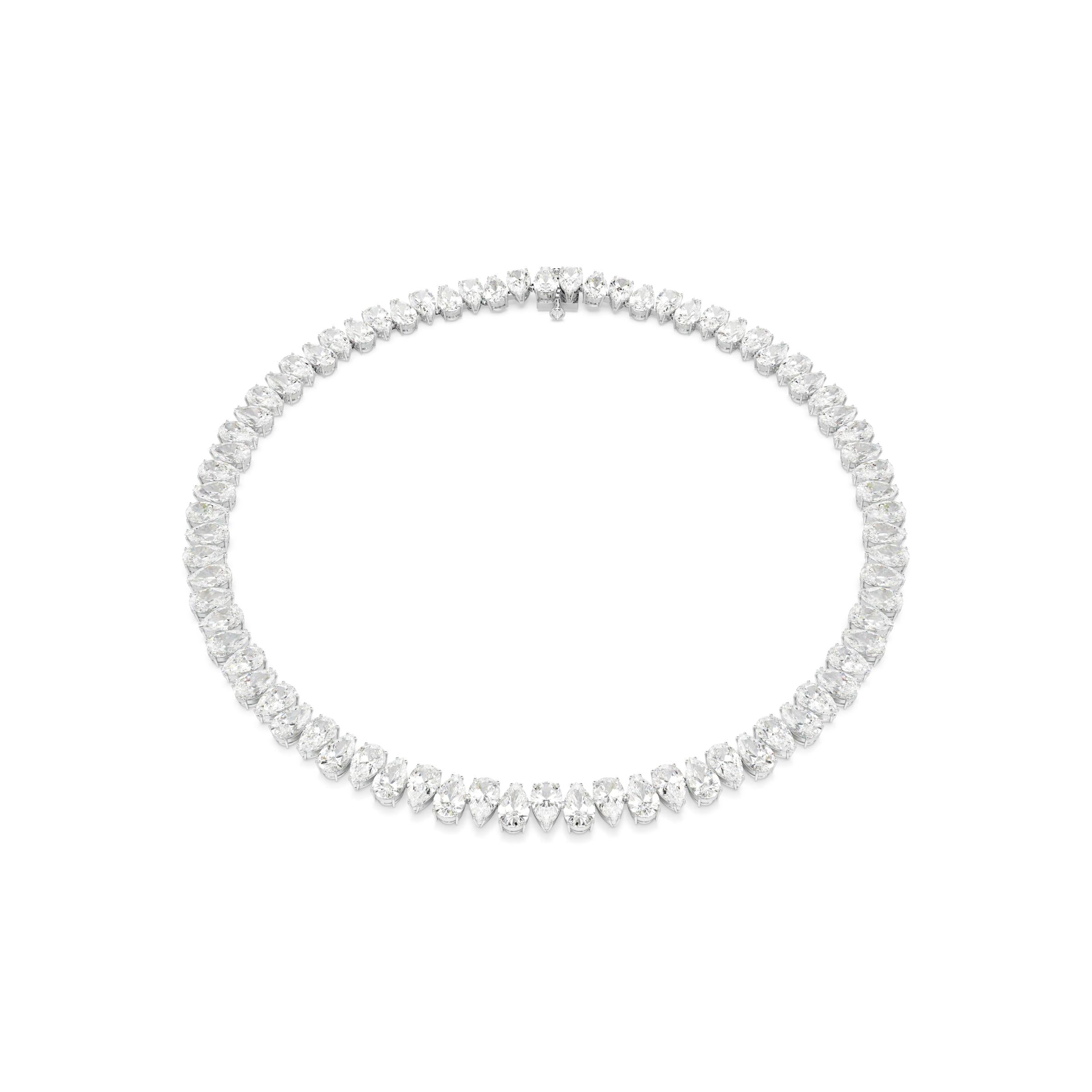 Collar Matrix, Talla pera, Blanco, Baño de rodio – Swarovski Panamá