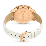 Reloj Octea Chrono, Fabricado en Suiza, Correa de piel, Blanco, Acabado tono oro rosa