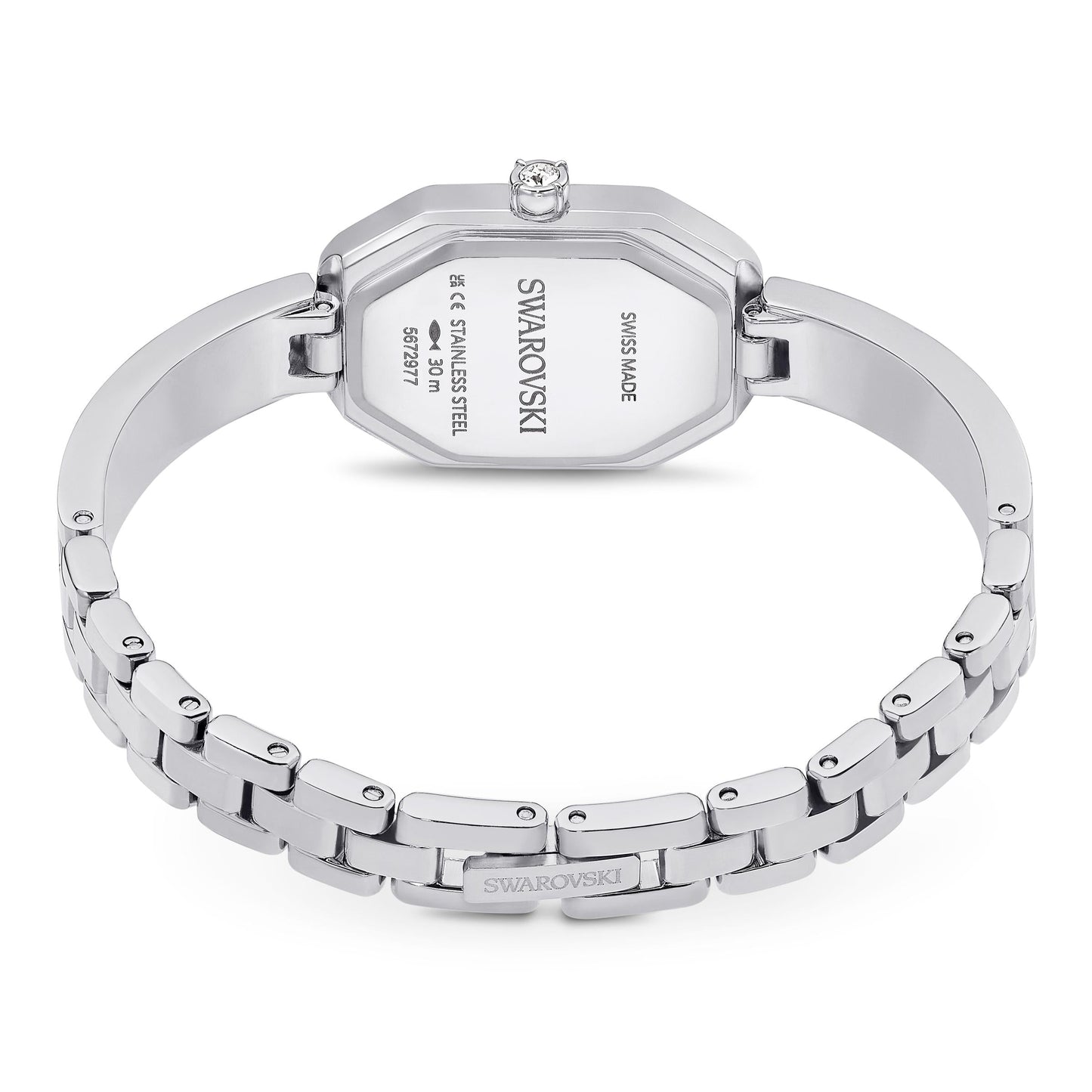 Reloj Dextera Bangle, Fabricado en Suiza, Brazalete de metal, Tono plateado, Acero inoxidable