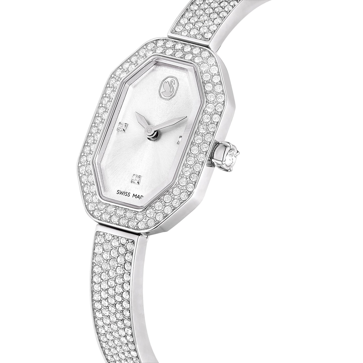 Reloj Dextera Bangle, Fabricado en Suiza, Brazalete de metal, Tono plateado, Acero inoxidable