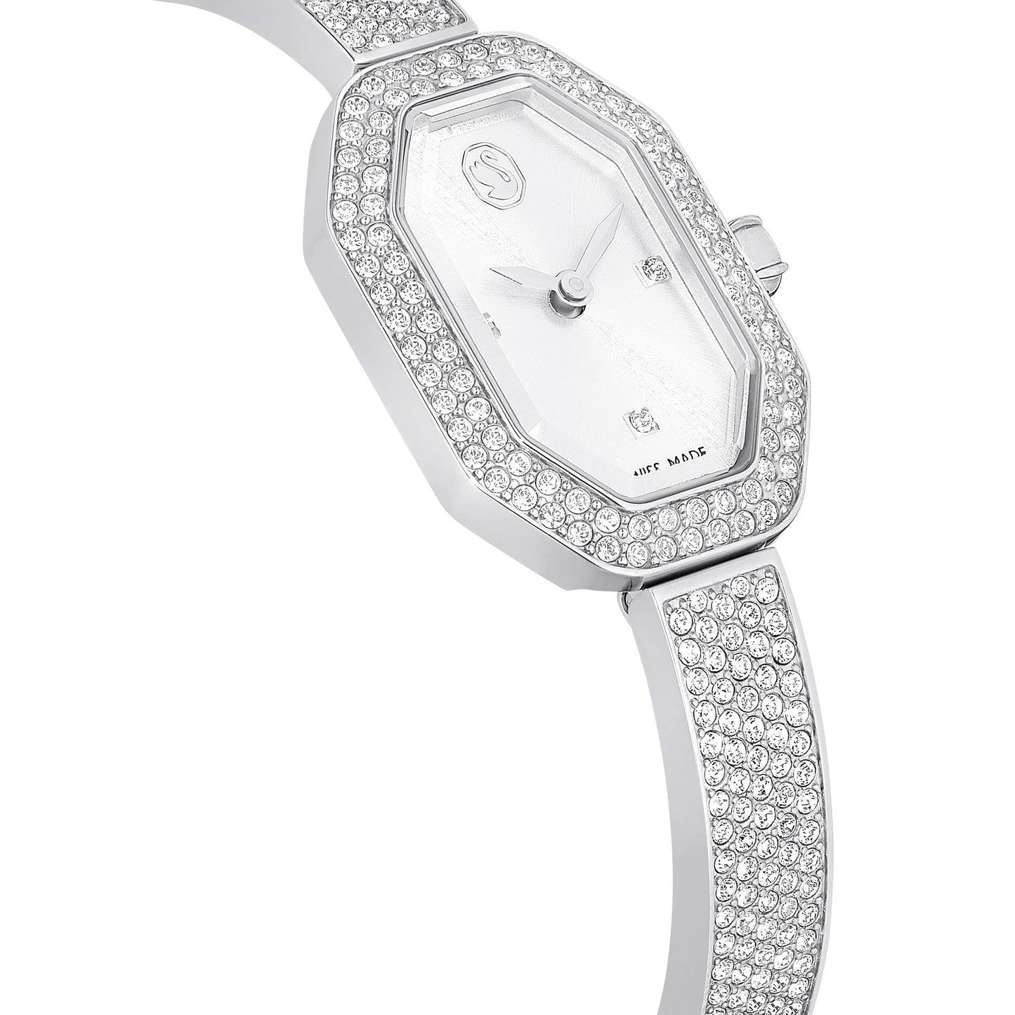 Reloj Dextera Bangle, Fabricado en Suiza, Brazalete de metal, Tono plateado, Acero inoxidable