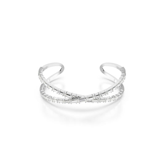Brazalete Hyperbola, Símbolo del infinito, Blanco, Baño de rodio