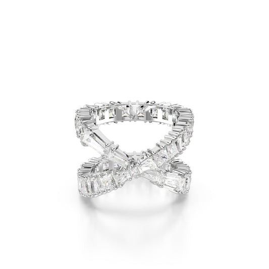 Anillo Hyperbola, Símbolo del infinito, Blanco, Baño de rodio