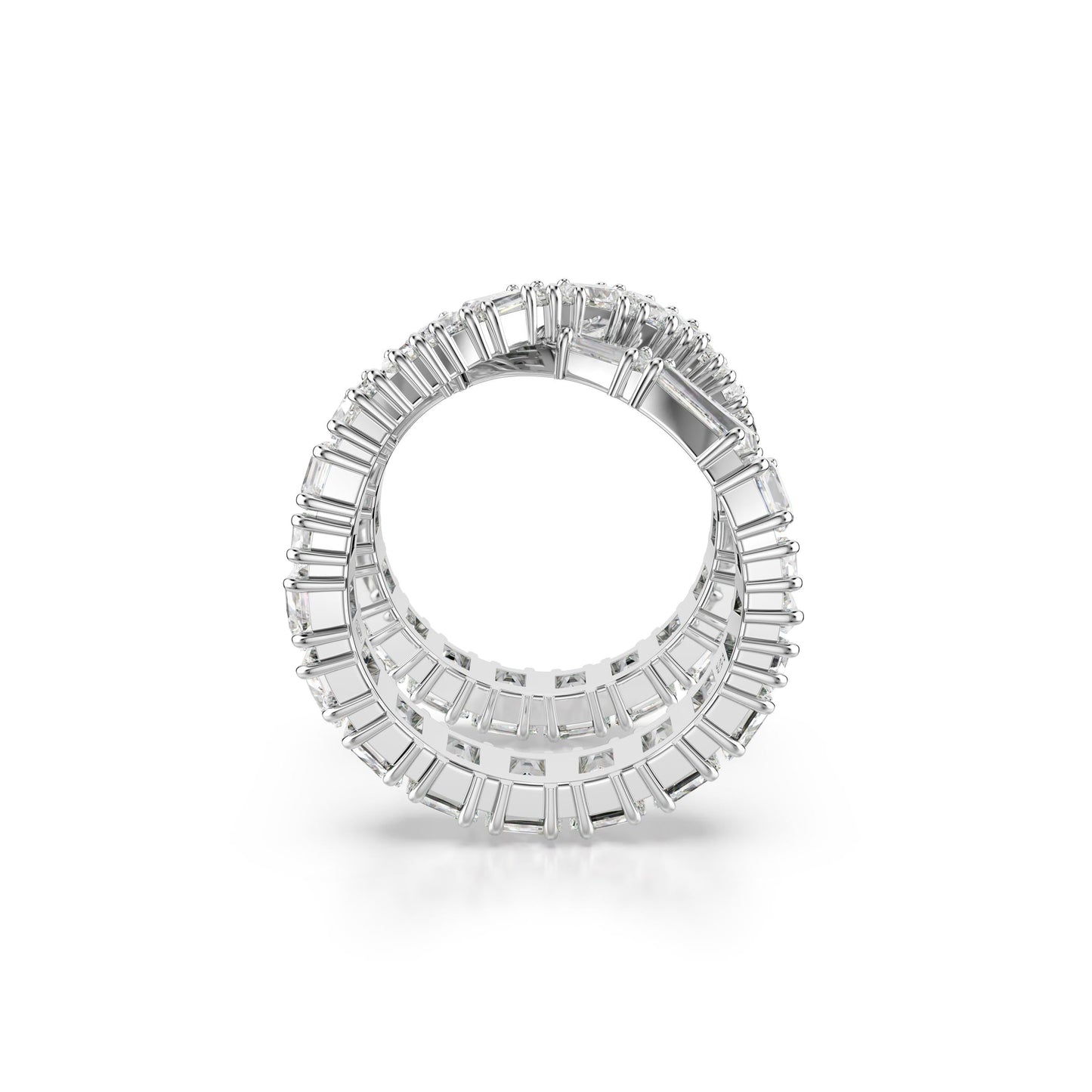 Anillo Hyperbola, Símbolo del infinito, Blanco, Baño de rodio