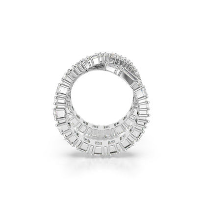 Anillo Hyperbola, Símbolo del infinito, Blanco, Baño de rodio