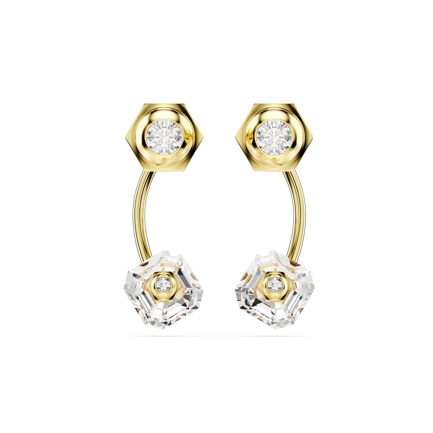 Pendientes ear jacket Numina, Tallas mixtas, Blancos, Baño tono oro