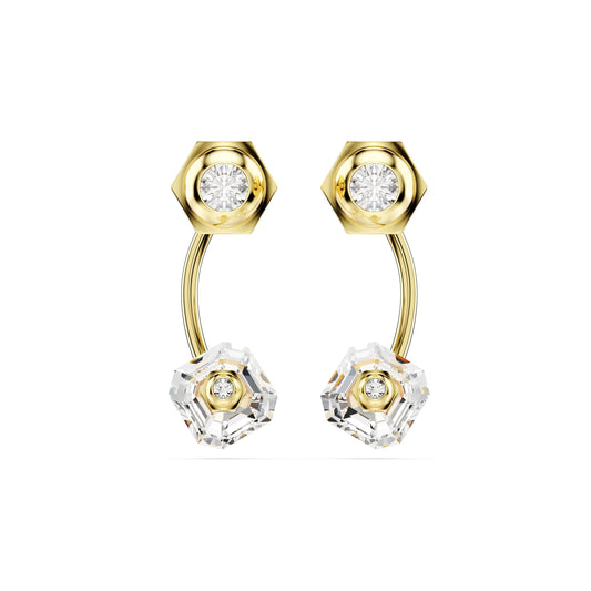Pendientes ear jacket Numina, Tallas mixtas, Blancos, Baño tono oro